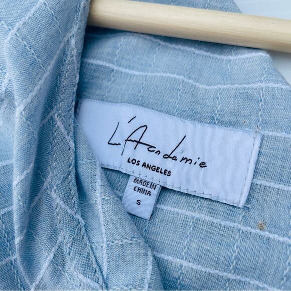 L’Acadamie one shoulder chambray tank top size small blue w/ white stripes - Picture 7 of 8